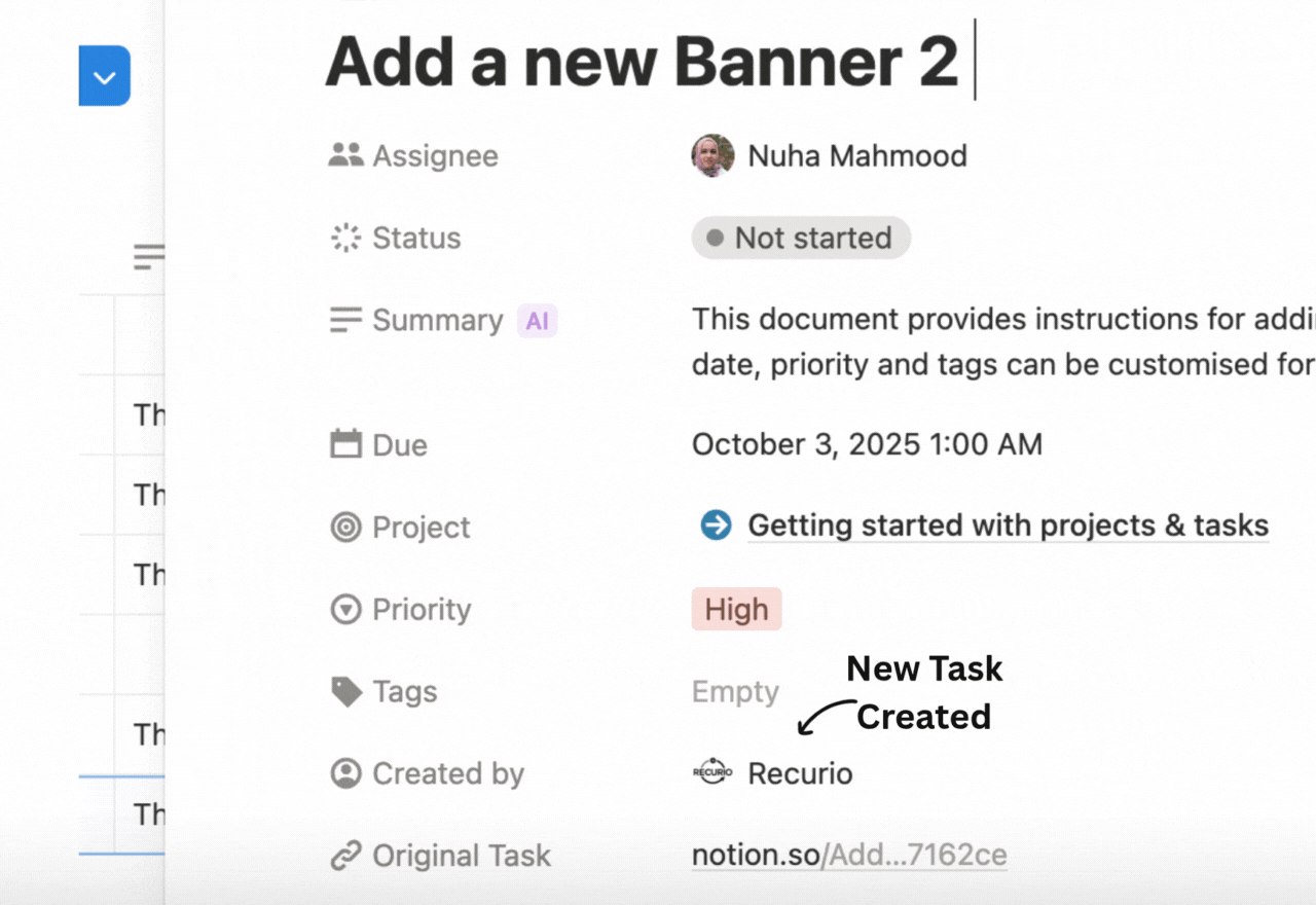 New task page created preview